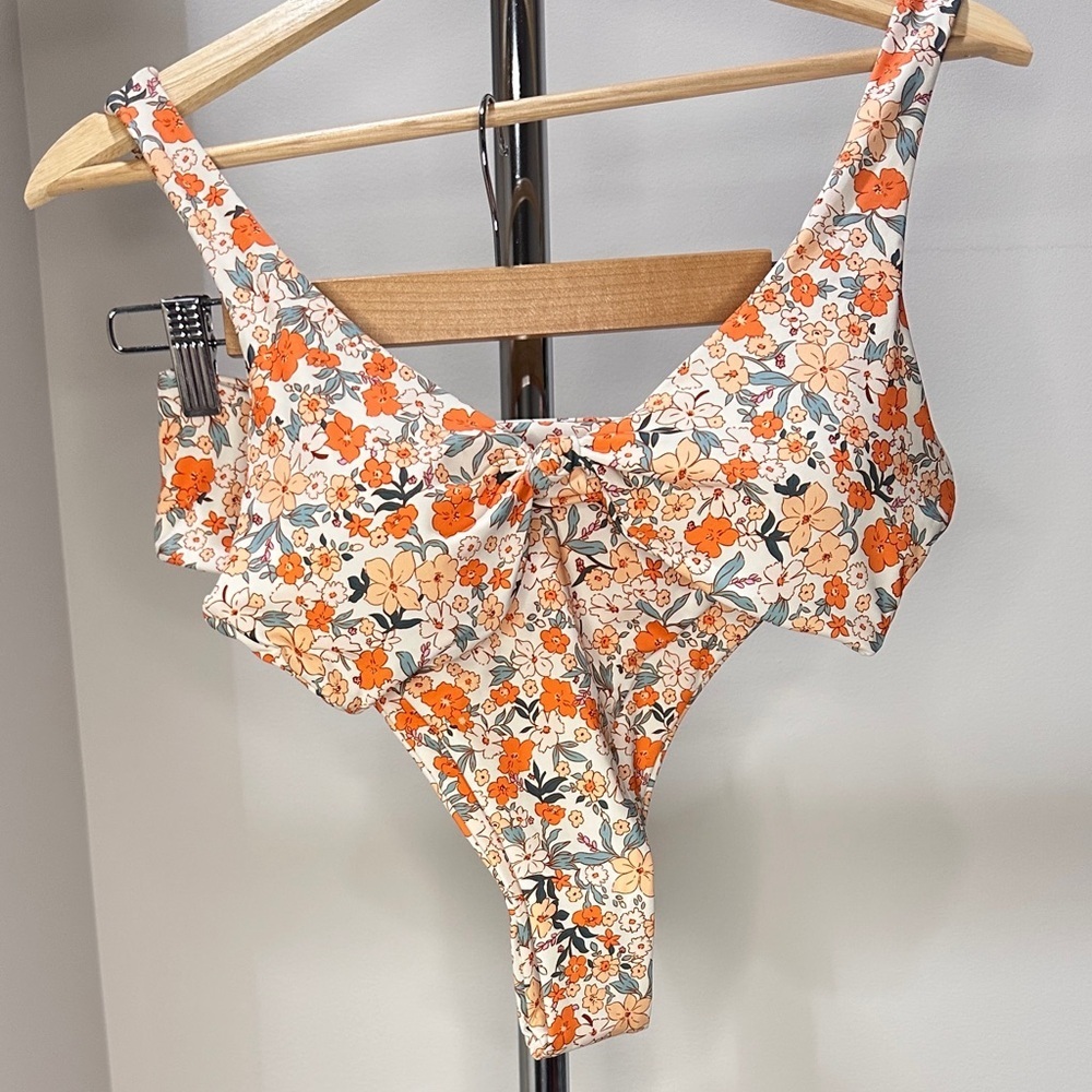 Vibrant Orange and White Bikini Swimwear